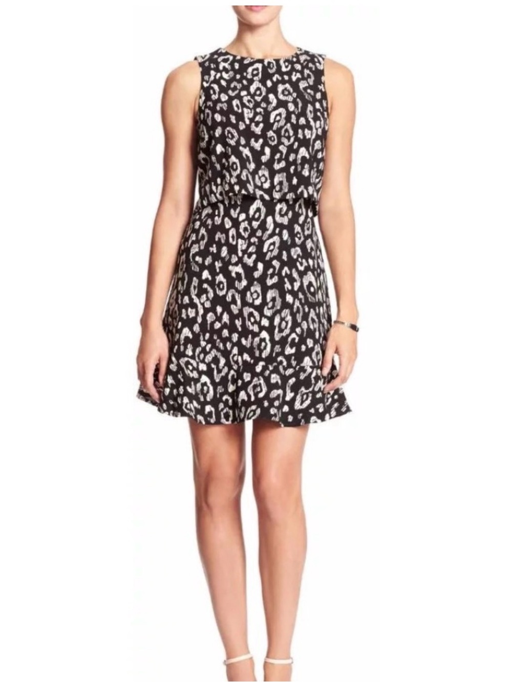 Banana Republic Dress Sz 8 Crepe Open Back Sleeveless Leopard Print Dress